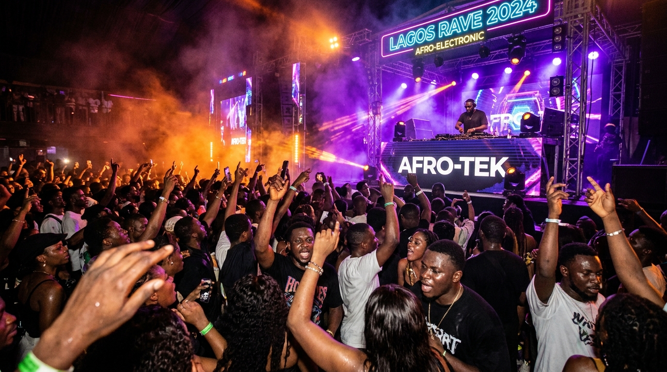 A crowd dancing at a Lagos rave
