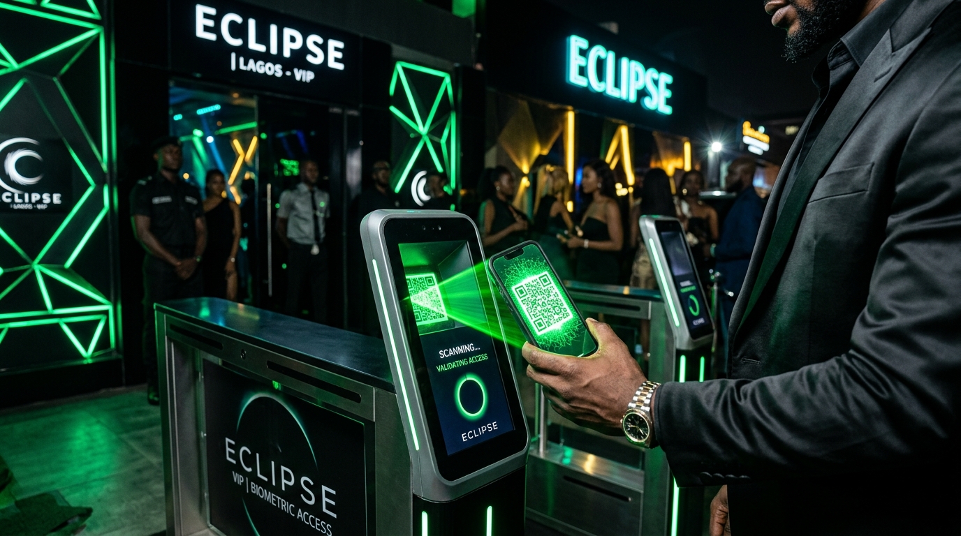 A phone being scanned for entry at a venue door